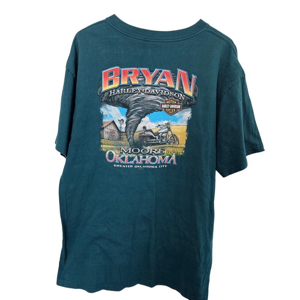 Harley Davidson Y2K Oklahoma T-Shirt Men XL Green Motorcycles Biker Tornado